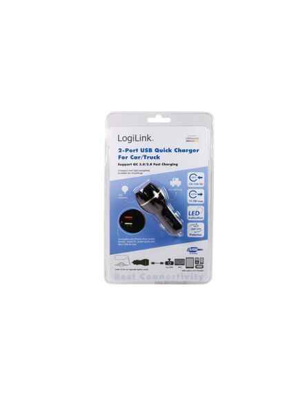 დამტენი: Logilink PA0164 USB Car Charger, 2 Port, QC3, black 99880-image2 | Hk.ge