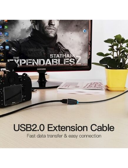 ადაპტერი Vention CBCBH USB2.0 Extension Cable 2M Black CBCBH-image2 | Hk.ge