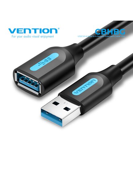 ადაპტერი Vention CBHBG USB 3.0 A Male to A Female Extension Cable 1.5M black PVC Type CBHBG-image | Hk.ge