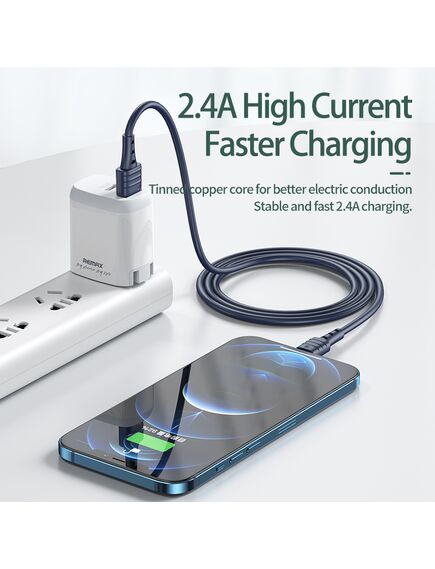USB კაბელი REMAX RC-179i Zeron Series Elastic TPE 2.4A Fast Charging Data Cable USB to Lightning 1m ლურჯი 6954851239482-image4 | Hk.ge