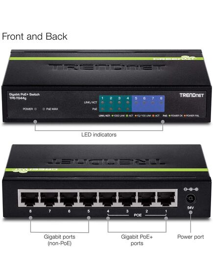 TRENDnet სვიჩი: 8-port GREENnet Gigabit PoE Switch (4 PoE, 4 Non-PoE) (65W)-image2 | Hk.ge