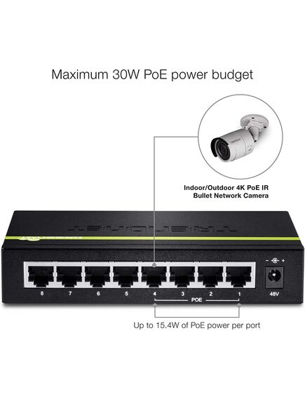 TRENDnet სვიჩი: 8-Port 10/100Mbps PoE Switch (4 PoE, 4 Non-PoE) (30W)-image2 | Hk.ge