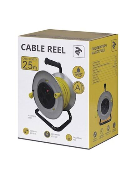 დენის დამაგრძელებელი 2E Cable reel 4XSchuko, ІР20, metal.,3G*1.5mm, 25m, gray-yellow 2E-U04REM25M-image3 | Hk.ge