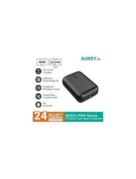 უსადენო დამტენი: Power Bank/ Aukey 10000mAh 22.5W Power Deliver + Quick Charge 3.O Black (PB-N83S)-image2 | Hk.ge