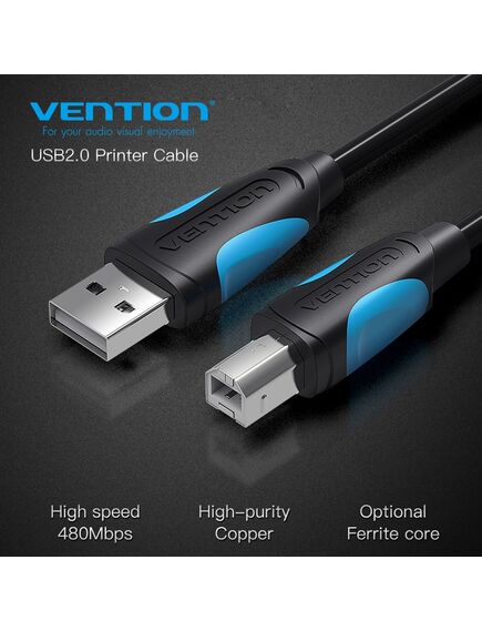 USB კაბელი Vention VAS-A16-B200 USB2.0 A Male to B Male Print Cable 2M Black VAS-A16-B200-image2 | Hk.ge