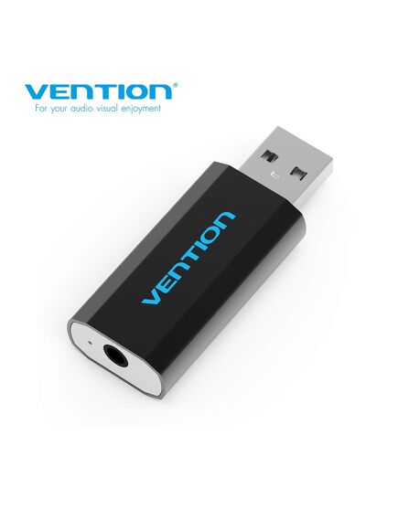USB ადაპტერი VENTION VAB-S15-B 4Pole USB External Sound Card Black VAB-S15-B-image | Hk.ge
