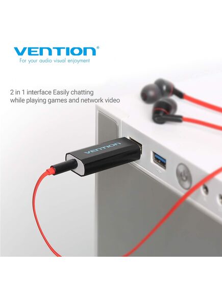 USB ადაპტერი VENTION VAB-S15-B 4Pole USB External Sound Card Black VAB-S15-B-image2 | Hk.ge