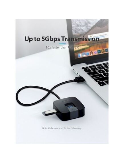 USB ადაპტერი VENTION CHABB Single Port USB3.0 / 3 Ports USB 2.0 HUB 0.15M Black CHABB-image2 | Hk.ge
