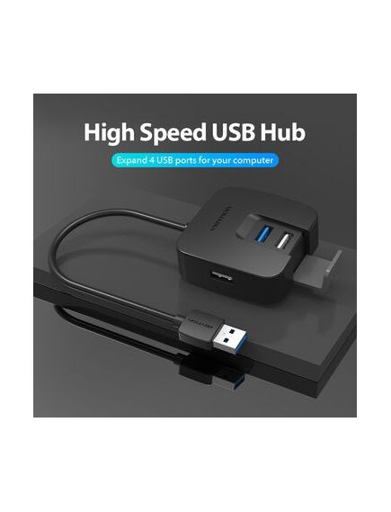 USB ადაპტერი VENTION CHABB Single Port USB3.0 / 3 Ports USB 2.0 HUB 0.15M Black CHABB-image3 | Hk.ge
