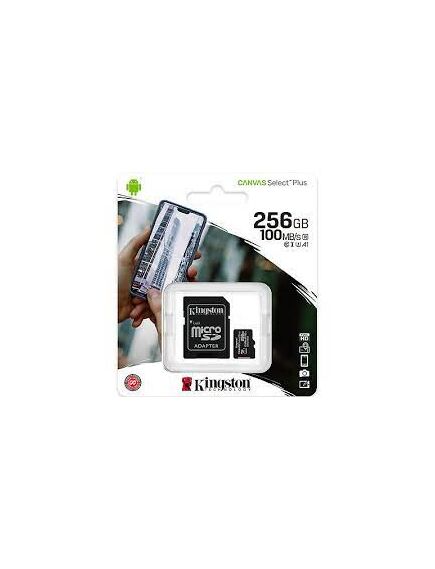 მეხსიერების ბარათი: Kingston 256GB microSDXC C10 UHS-I R100/W85MB/s Canvas Select Plus + SD-image | Hk.ge
