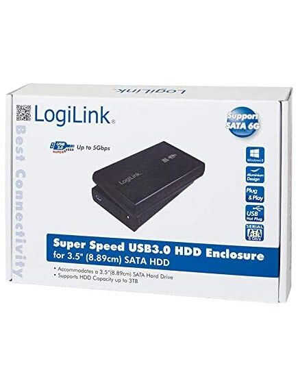 მყარი დისკის ყუთი: Logilink UA0107 3.5 SATA drive case USB 3.0 black ALU-image2 | Hk.ge
