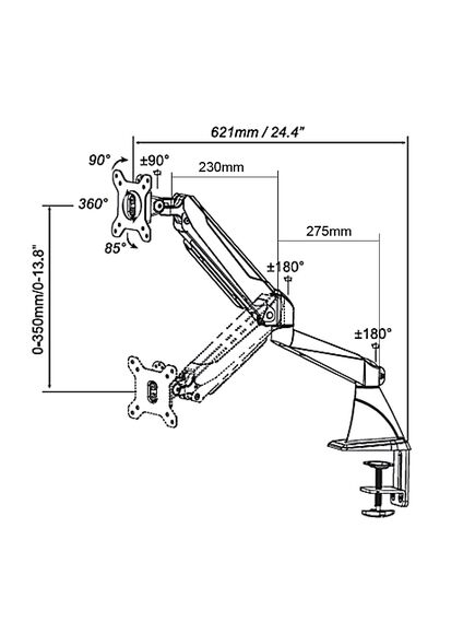 მონიტორის საკიდი: Gembird MA-DA1-01 Adjustable desk display mounting arm (tilting) 13”-27” up to 7 kg 103039-image2 | Hk.ge