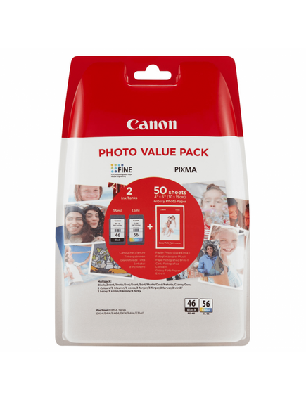 კარტრიჯი Canon PG-46 + CL-56 PHOTO VALUE PACK E404, E414, E464, E474, E484, E204, E304 9059B003AA-image | Hk.ge