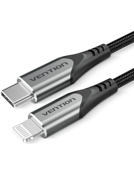 USB კაბელი VENTION TACHG USB 2.0 C to Lightning Cable 1.5M Gray Aluminum Alloy Type-image | Hk.ge