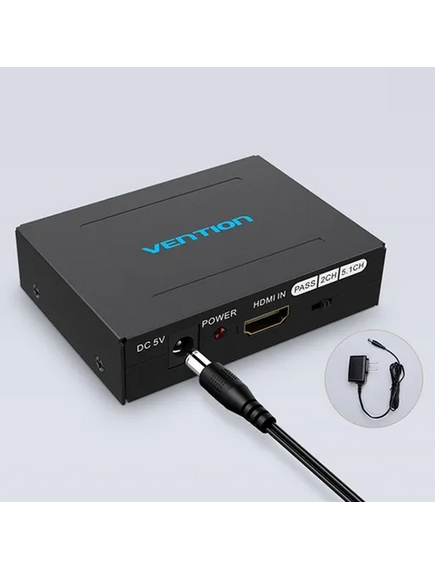 HDMI აუდიო გამყოფი VENTION AFHB0 HDMI to HDMI/Optical Fiber Audio/2RCA Audio Converter Black-image4 | Hk.ge