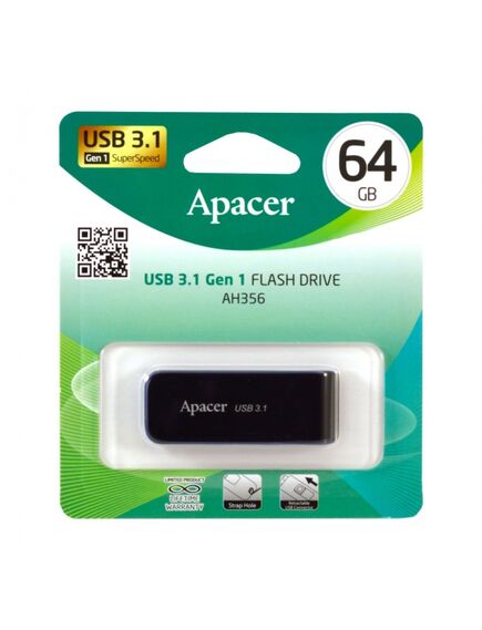 Apacer 64GB USB 3.0 Type-A AH356 Black-image2 | Hk.ge