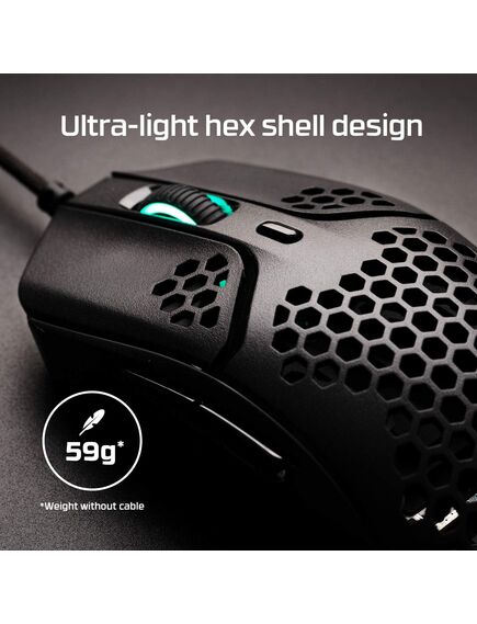 Mouse/ HyperX Pulsefire Haste USB Gaming Mouse Ultra Lightweight, 59g, Hex Design, Honeycomb Shell, Hyperflex Cable, Up to 16000 DPI, 6 Programmable Buttons-image2 | Hk.ge