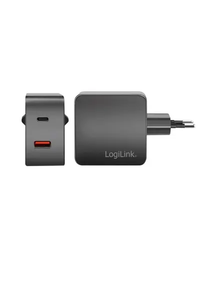 დამტენი: Logilink PA0310 Dual USB charger set 1x USB-C 1x USB-A 45W Black-image3 | Hk.ge